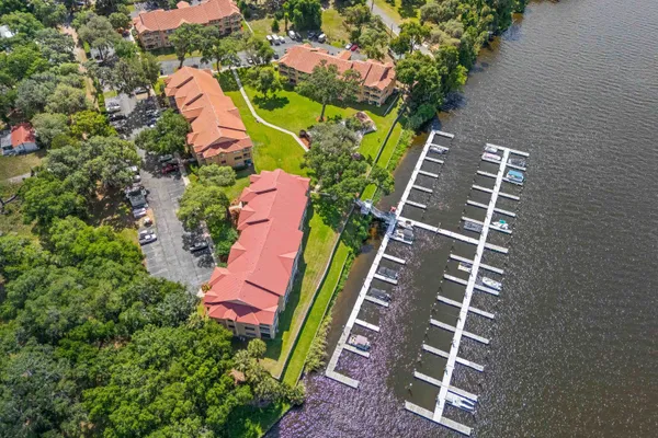an aerial view of a house