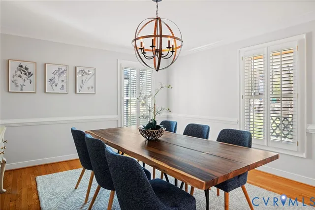 a table and chairs in a room