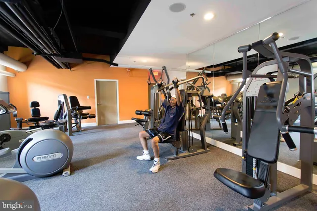 a view of a room with gym equipment