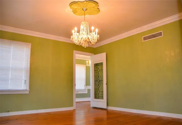 a view of a livingroom with a chandelier