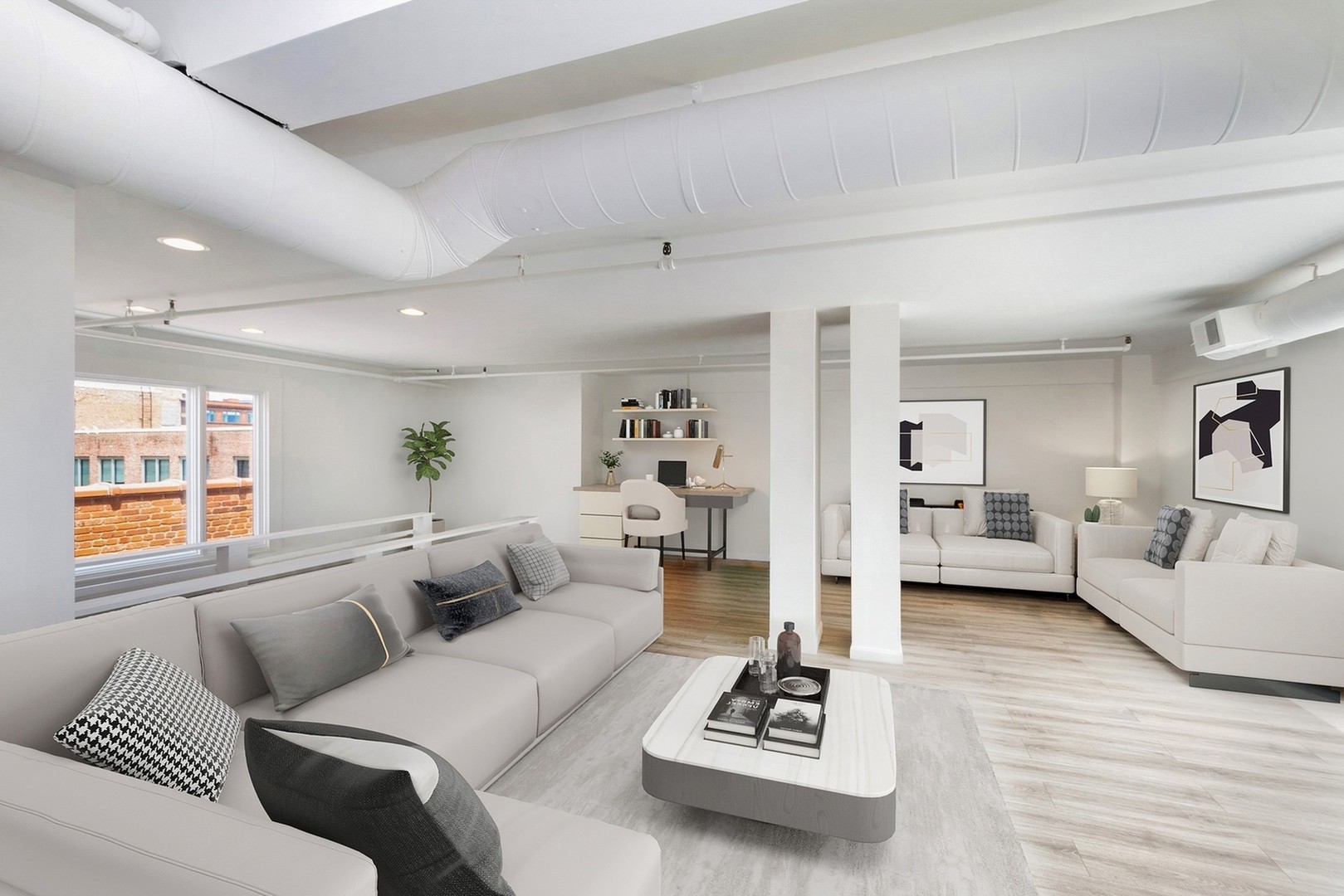 331 South Peoria Street, Unit PH6 Chicago, IL 60607 - Photo 26 of 46 a living room with furniture and a wooden floor