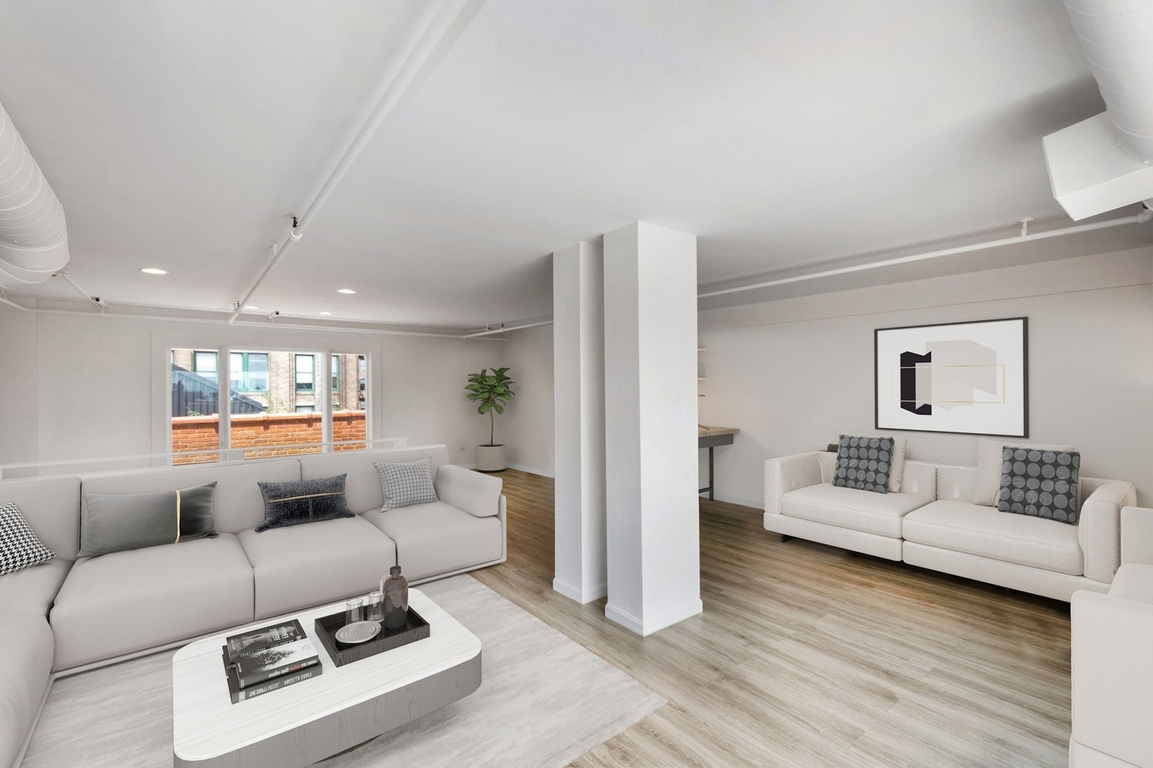 331 South Peoria Street, Unit PH6 Chicago, IL 60607 - Photo 27 of 46 a living room with furniture and a flat screen tv