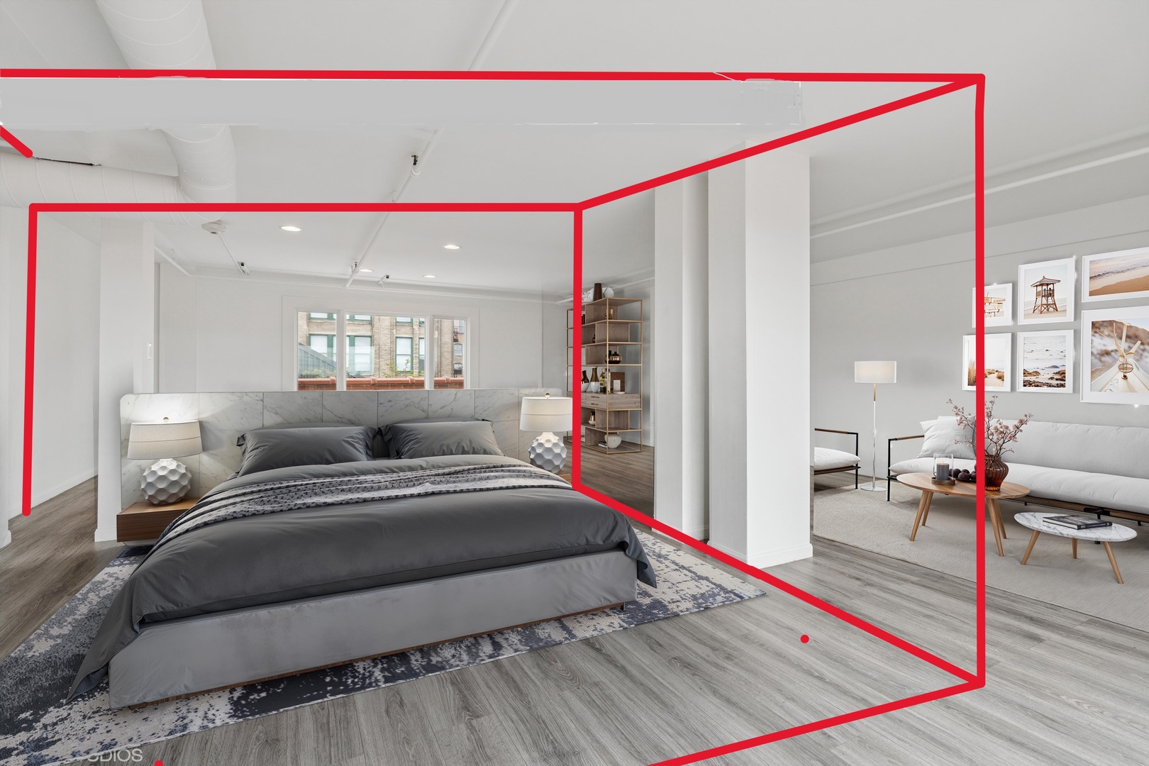 331 South Peoria Street, Unit PH6 Chicago, IL 60607 - Photo 32 of 46 a bedroom with a bed and a mirror