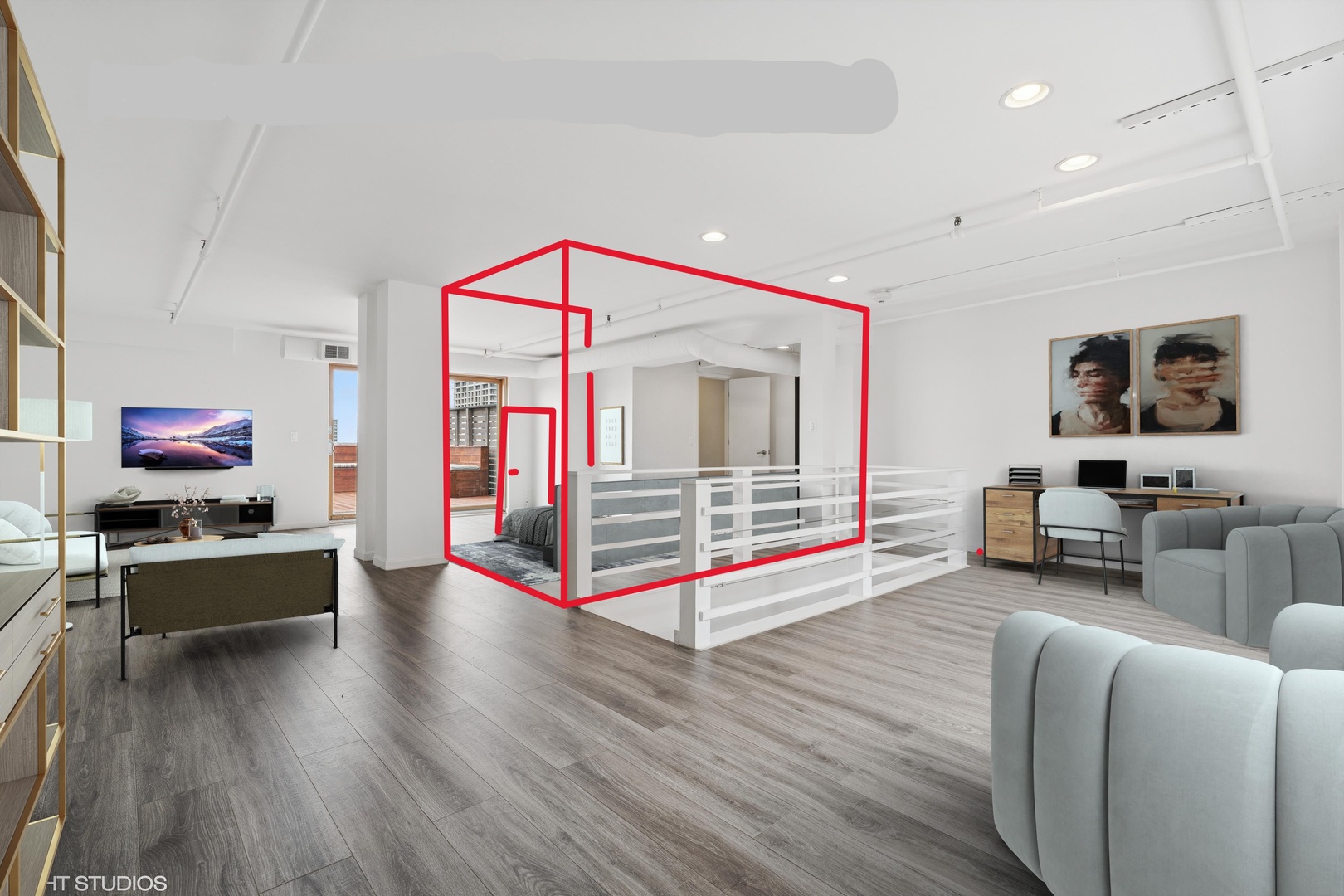 331 South Peoria Street, Unit PH6 Chicago, IL 60607 - Photo 36 of 46 a living room with furniture and a flat screen tv