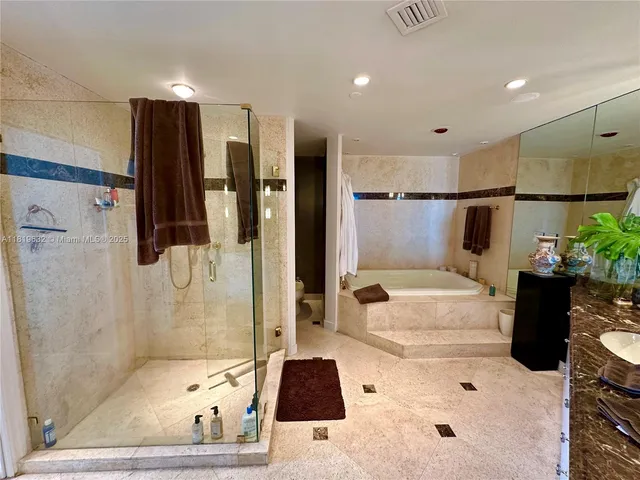 a bathroom with a bathtub