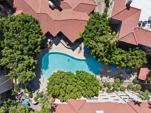 an aerial view of a house