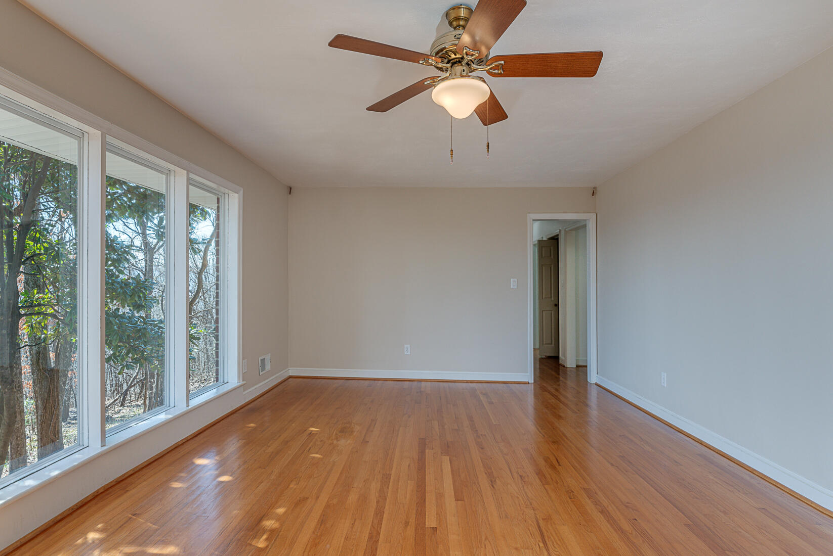 724 Eddies Road Salem, VA 24153 - Photo 19 of 54 an empty room with wooden floor fan and windows