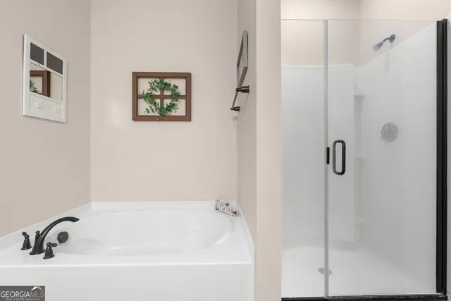 a bathroom with a bathtub
