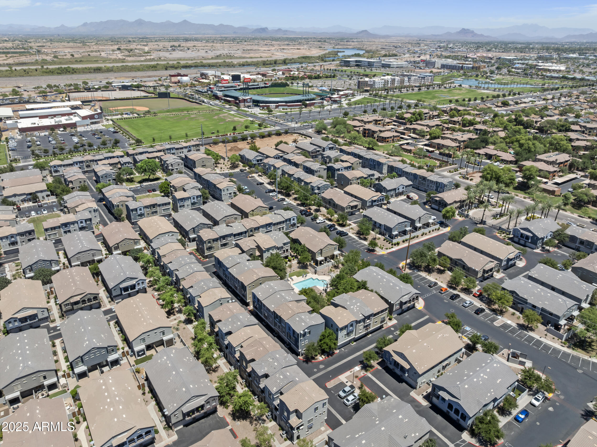 280 South Evergreen Road, Unit 1287 Tempe, AZ 85288 - Photo 24 of 28 an aerial view of a city with lots of residential buildings