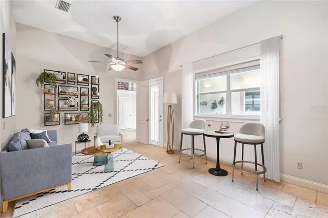 a view of a balcony with potted plants