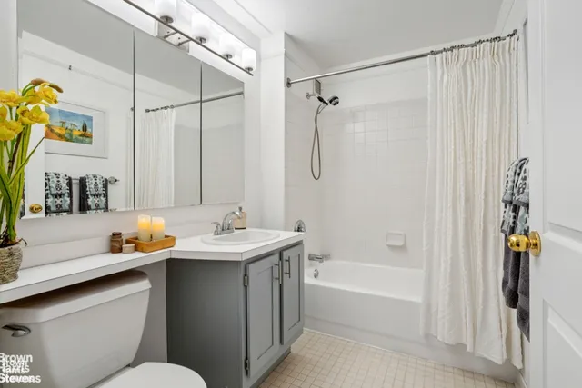 a bathroom with a sink mirror toilet and bathtub