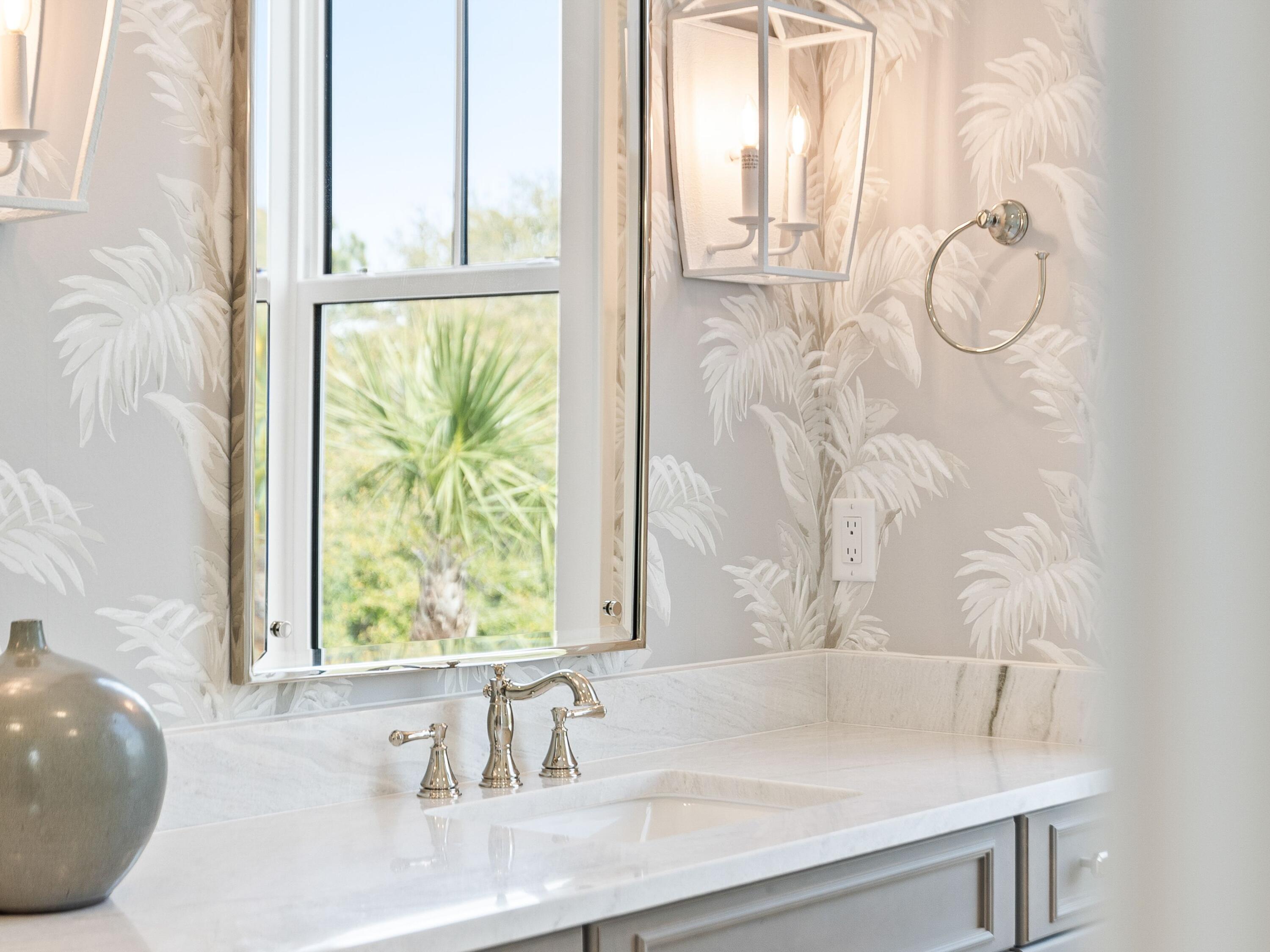 41 Marthas Lane Santa Rosa Beach, FL 32459 - Photo 75 of 101 a bathroom with a granite countertop sink and a large mirror