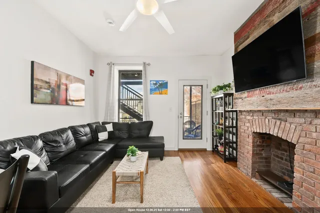 a living room with furniture and a couch