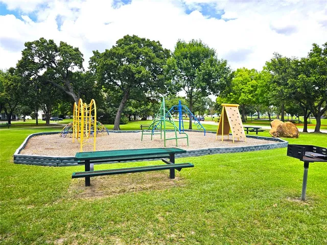 a park view with a bench