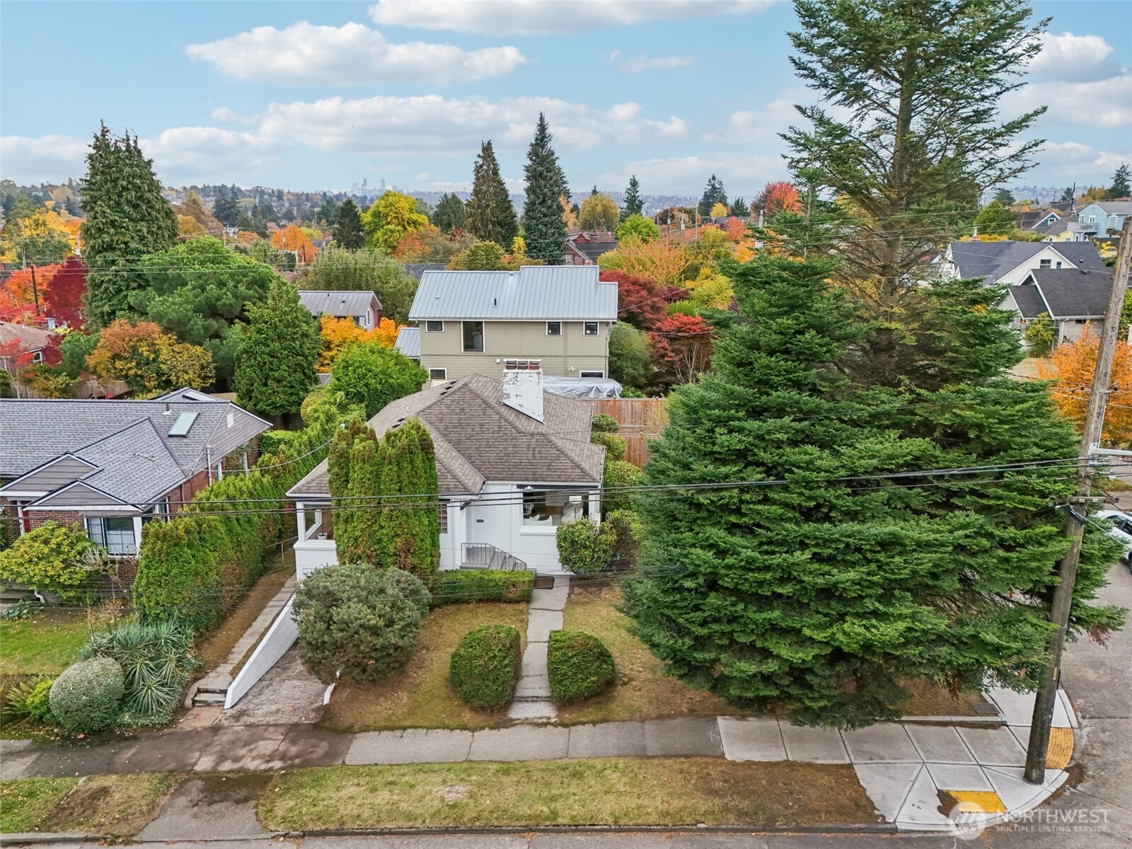819 Northwest 80th Street Seattle, WA 98117 - Photo 33 of 37 an aerial view of a house with a yard and fountain