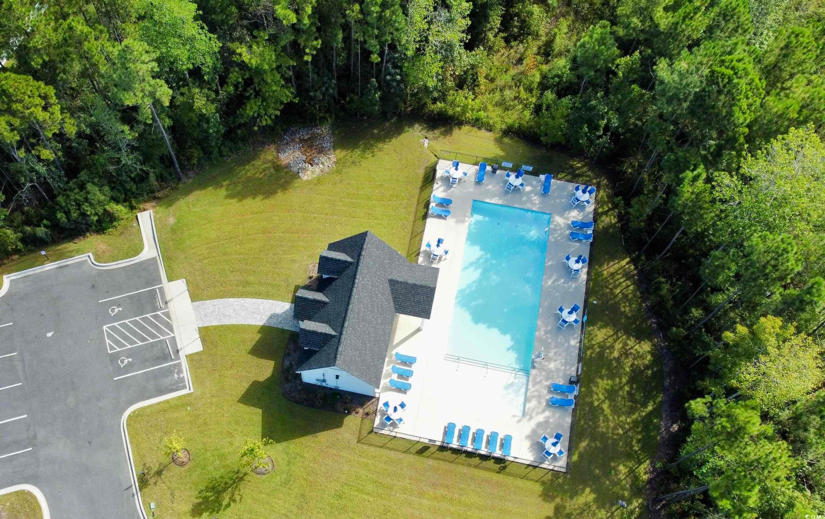 928 Maya Layne Drive Little River, SC 29566 - Photo 2 of 40 Bird's eye view of a pool area and a heavily wooded area