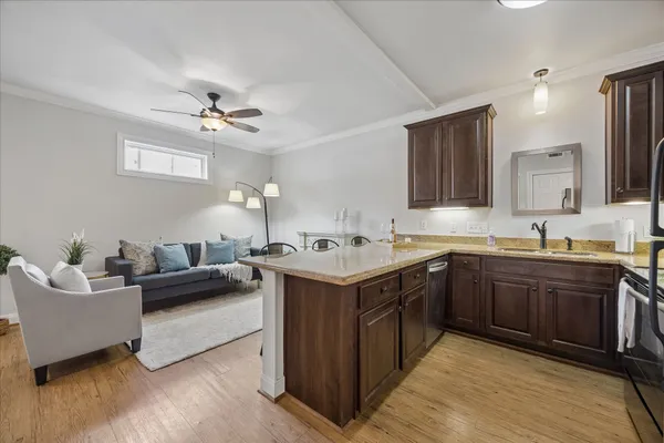 a kitchen with a stove and a sink
