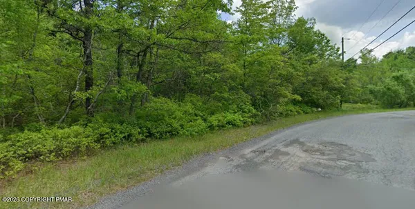 a view of a road with a yard