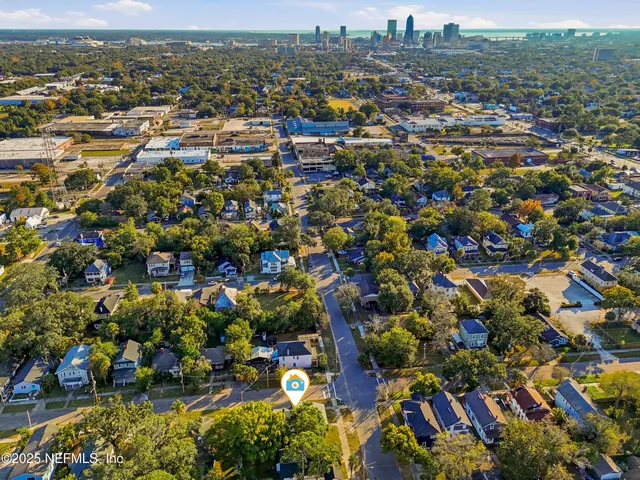an aerial view of a city