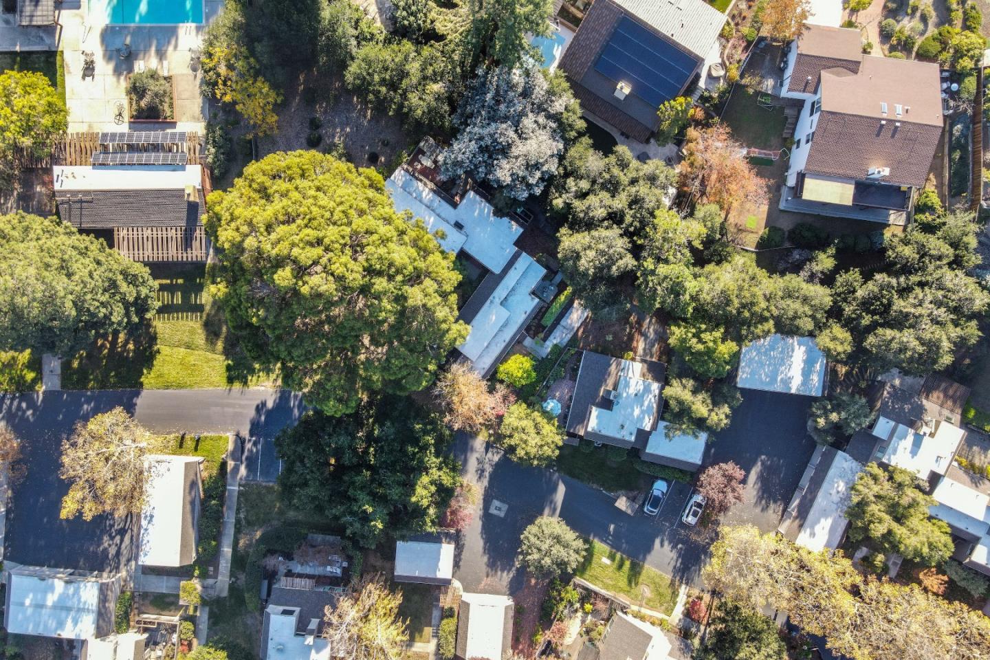 28 Farm Road Los Altos, CA 94024 - Photo 25 of 28 an aerial view of a house with a yard and garden