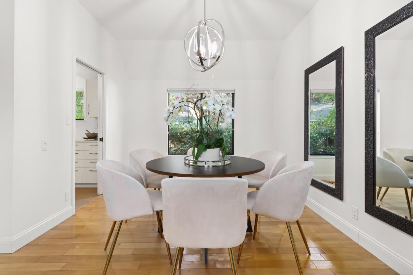 28 Farm Road Los Altos, CA 94024 - Photo 7 of 28 a view of a dining room with furniture window and wooden floor