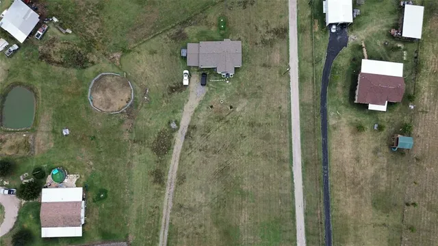 an aerial view of a house