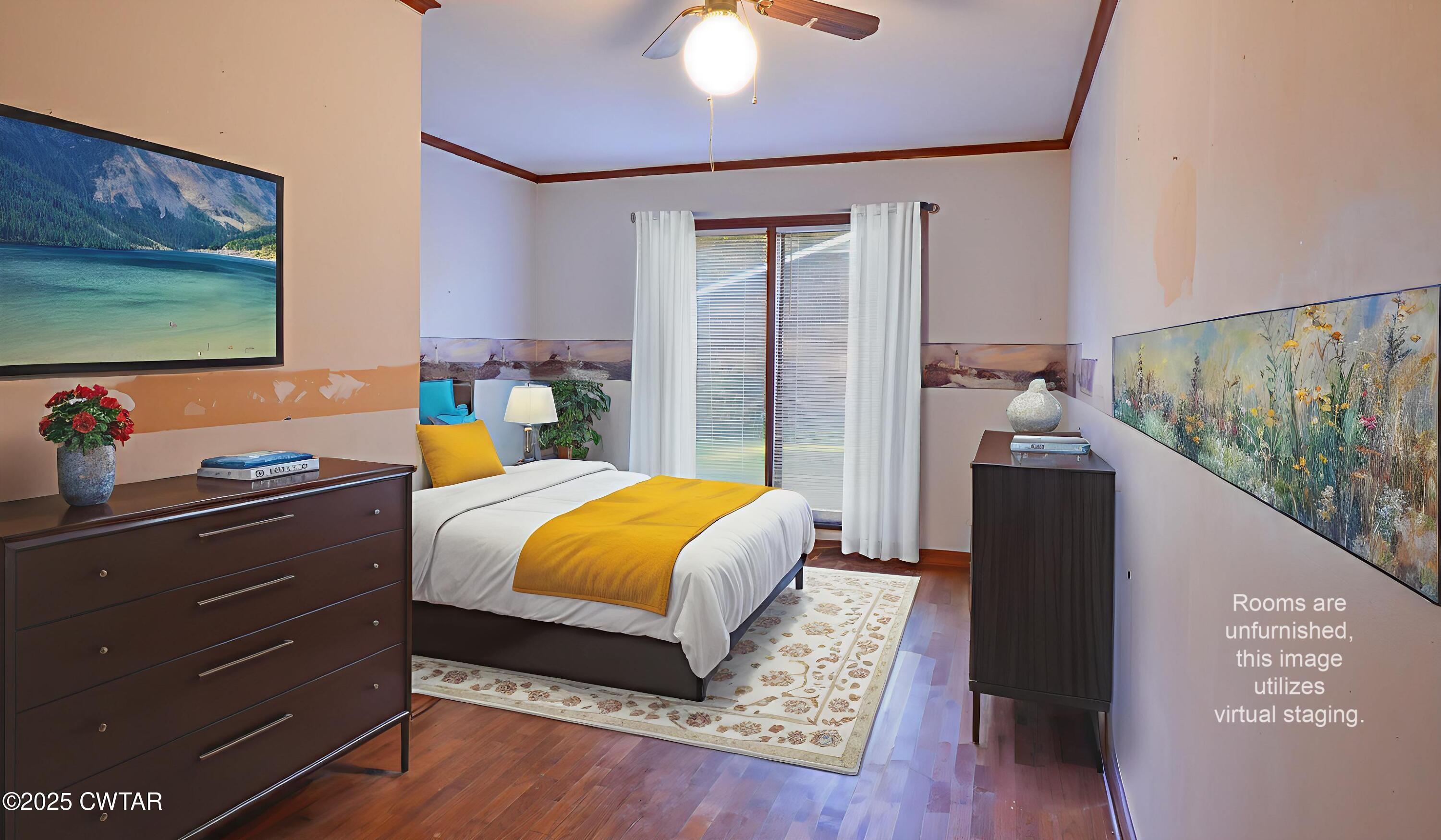 123 Sunset Drive Bells, TN 38006 - Photo 18 of 23 a bedroom with a bed and a flat tv screen on dresser