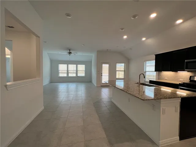 a view of a kitchen counter top space