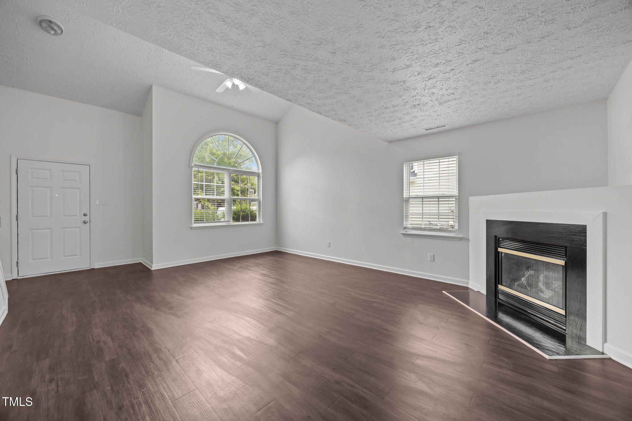 4232 Palafox Court Raleigh, NC 27604 - Photo 7 of 42 an empty room with windows a fireplace and wooden floor
