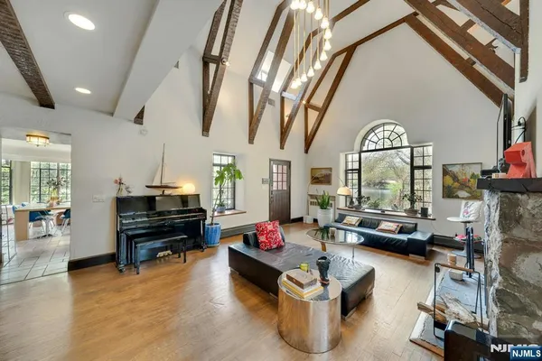 a living room with furniture