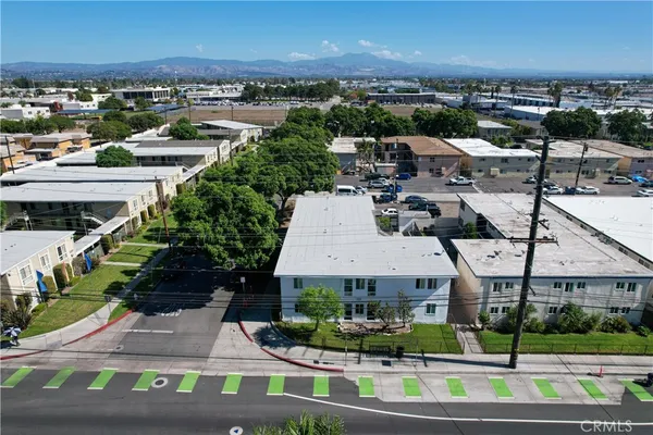 a view of a city and yard