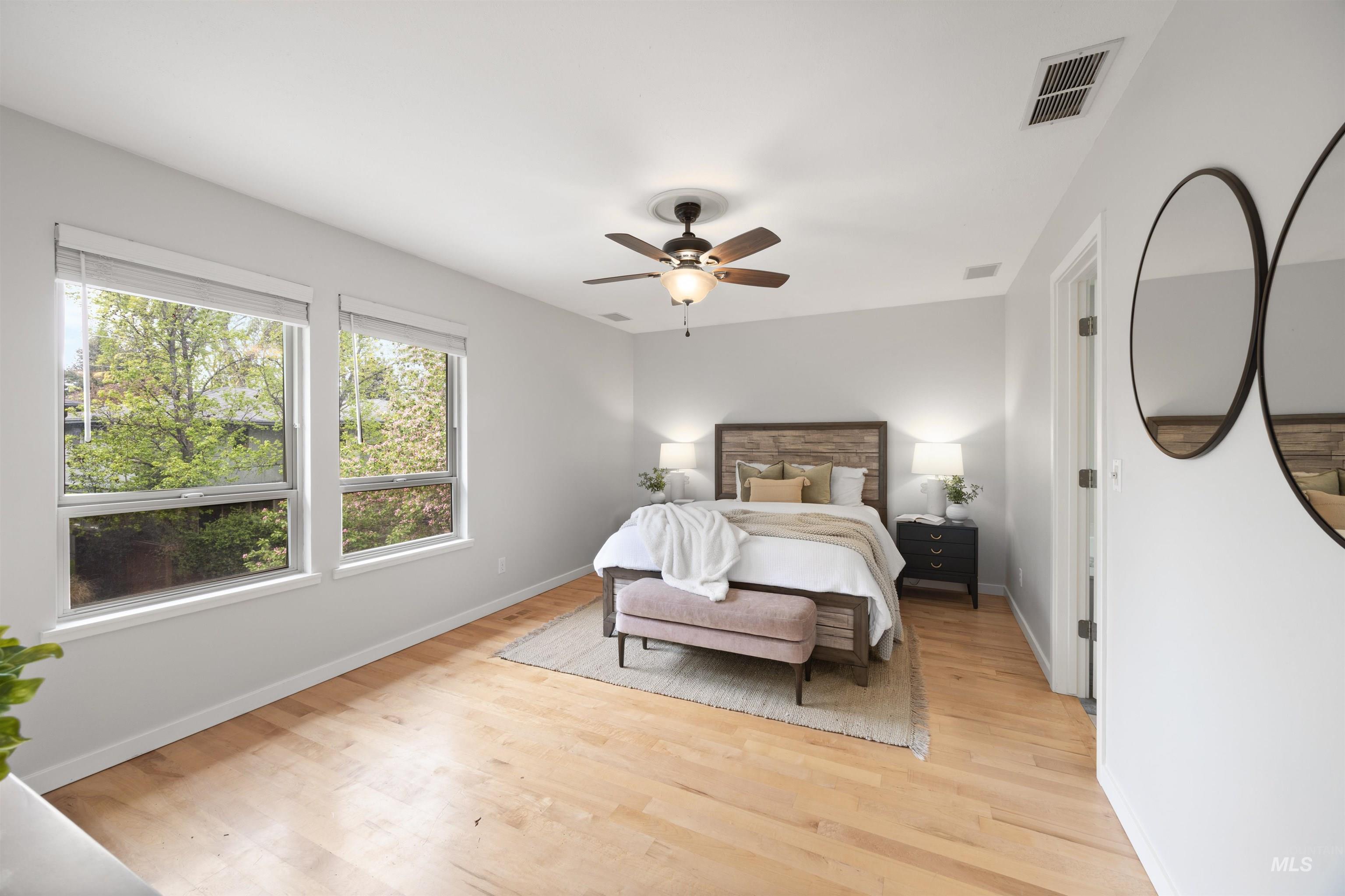1313 Martin Street Boise, ID 83706 - Photo 37 of 46 Bedroom with light wood finished floors and ceiling fan