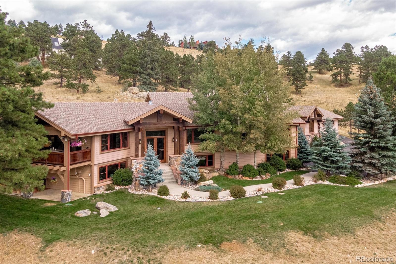 an aerial view of a house