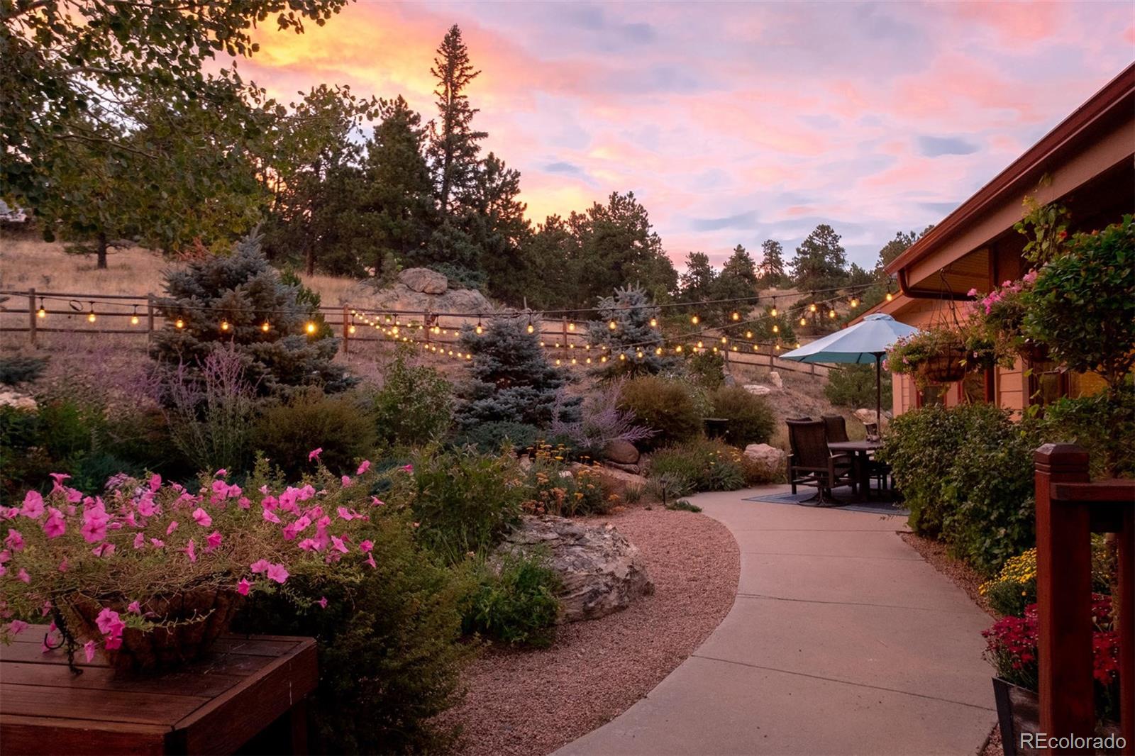 497 Meadow Vista Drive Evergreen, CO 80439 - Photo 16 of 40 a view of a garden with flowers and flowers