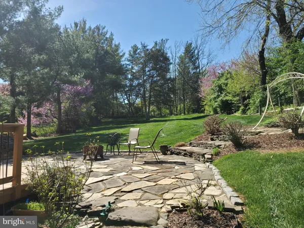 a view of a lake with a yard