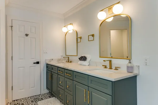 a backyard of a house with lots of green space