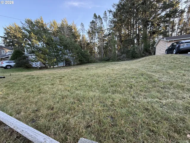 a view of a yard with trees