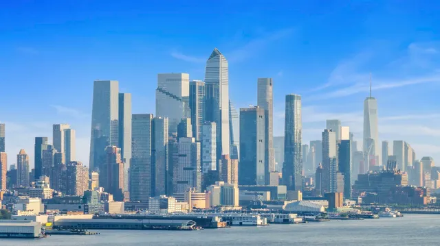 a view of a city with tall buildings