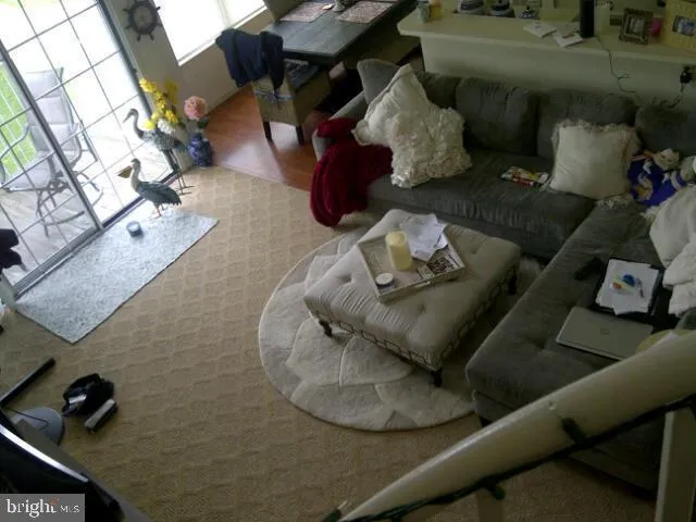 a living room with furniture and a rug