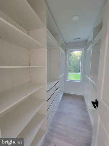 a view of an empty walk in closet