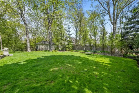 a view of green field with trees in the background