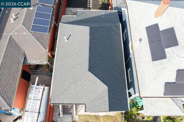 an aerial view of a house with entryway