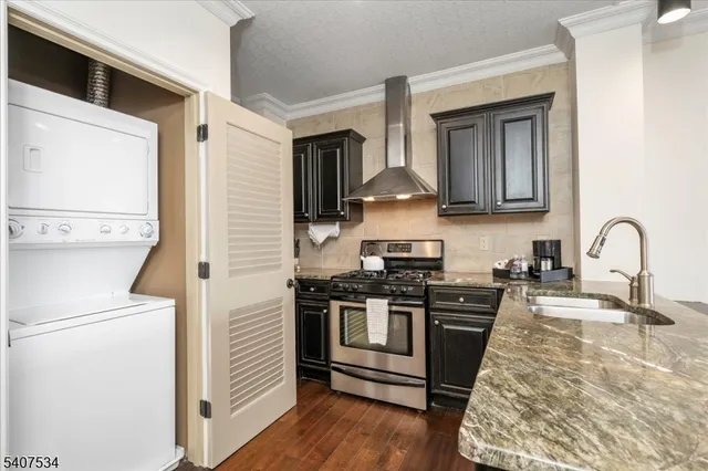 a kitchen with a stove a sink and a refrigerator