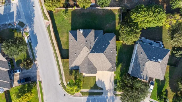 an aerial view of a house