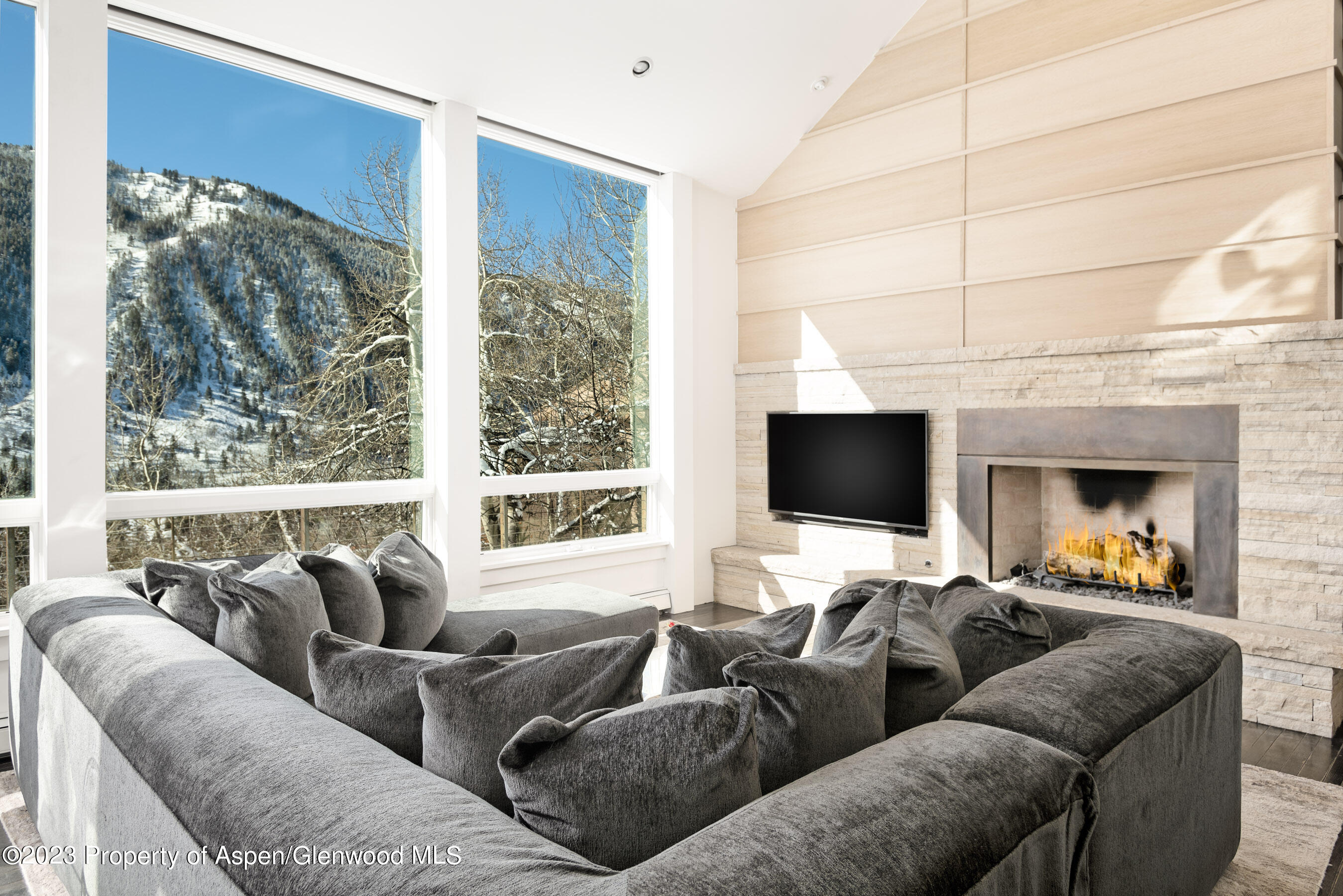 a living room with furniture and a flat screen tv