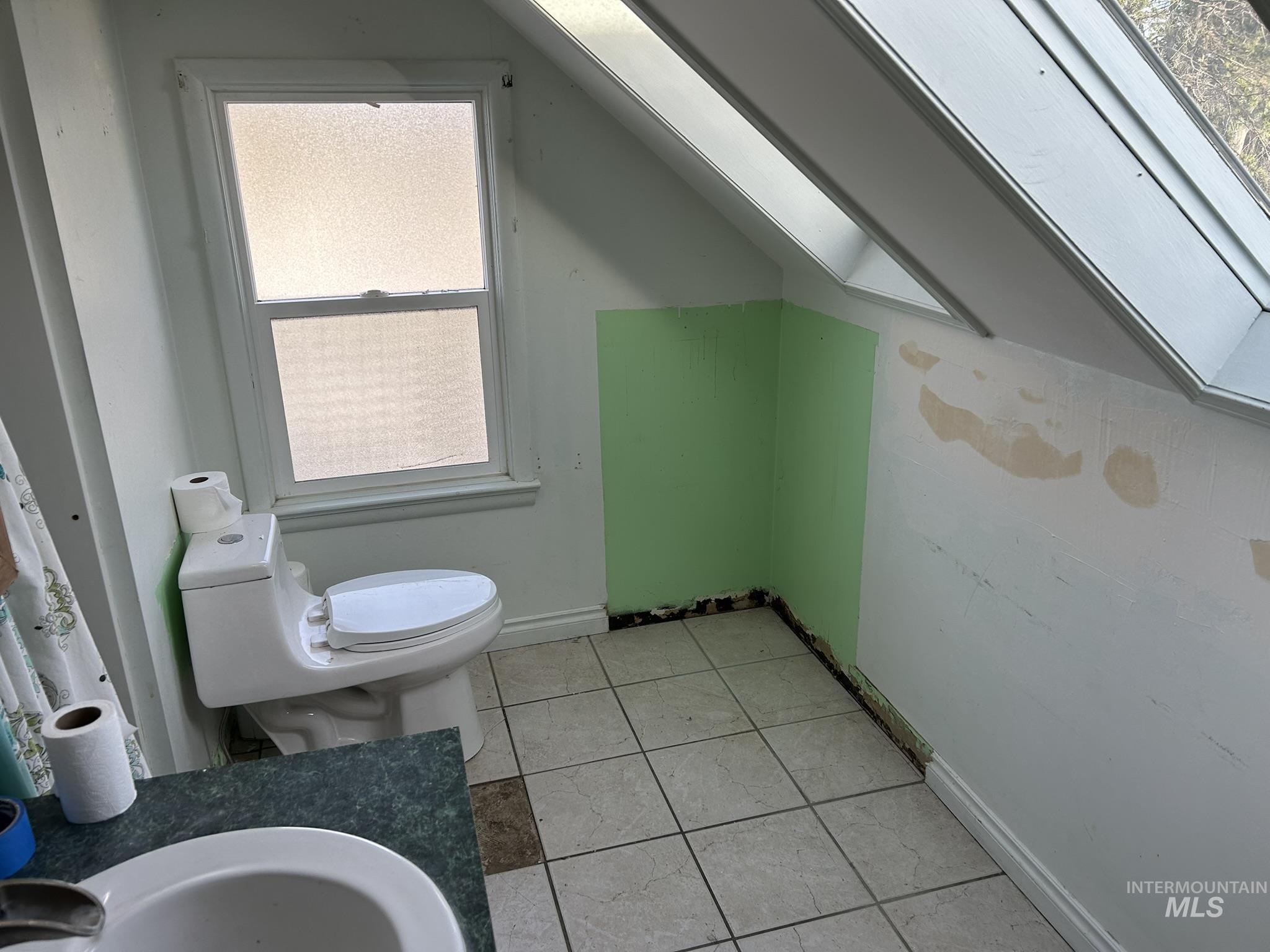 3837 16th Street Lewiston, ID 83501 - Photo 29 of 45 Bathroom with vaulted ceiling, a skylight, and light tile patterned flooring