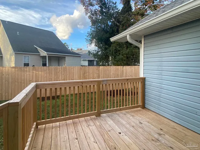a view of wooden deck