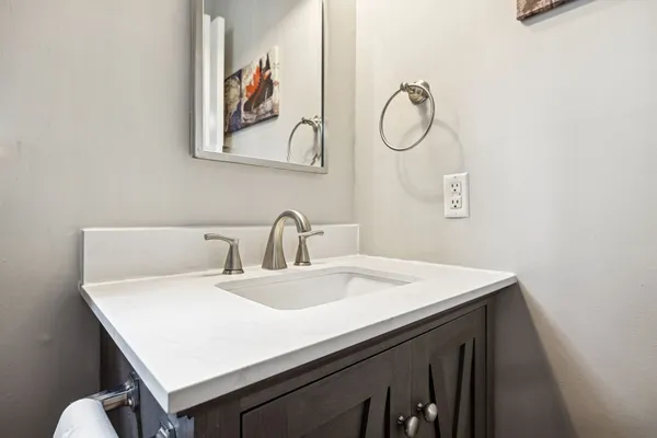 a close view of a sink and a tap