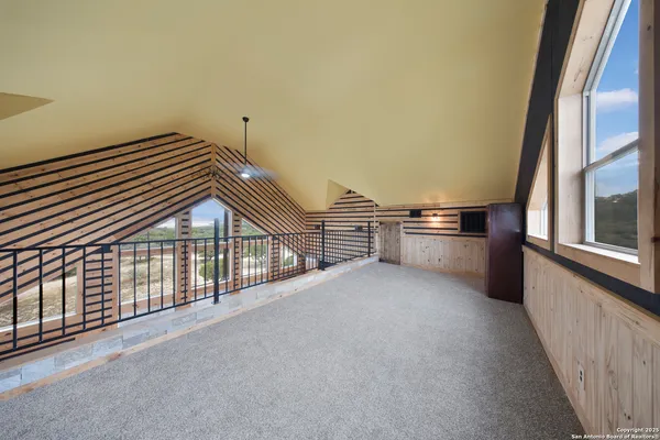 a view of a garage with furniture