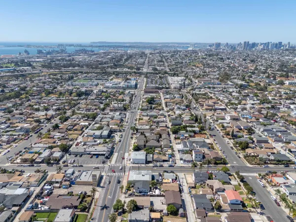 an aerial view of multiple house
